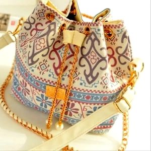 Women's handbag Bohemia style canvas drawstring